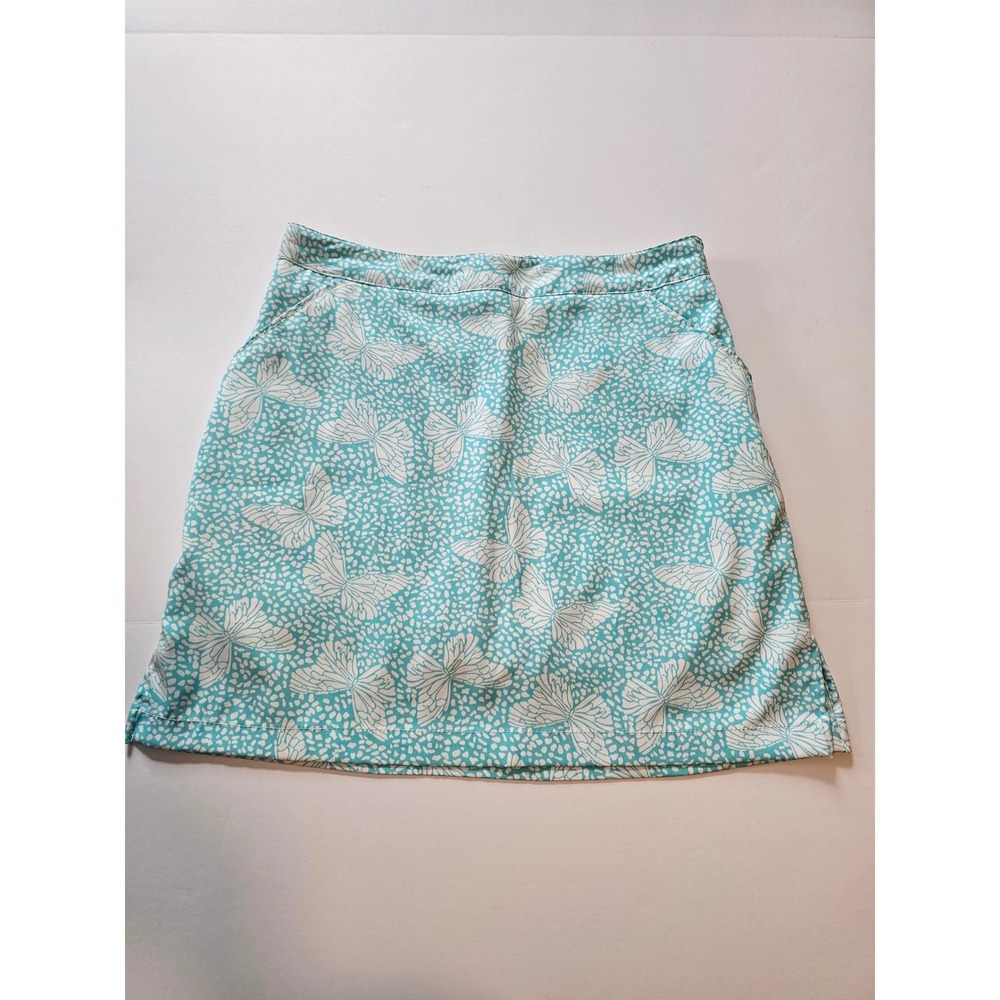 Coral Bay Golf Skort Womens 8 Turquoise Butterfly Print Athletic Skirt